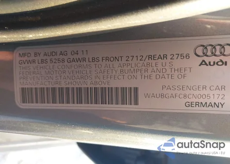 2012 Audi A6 3.0 Premium из США, поврежденный, VIN WAUBGAFC8CN005172